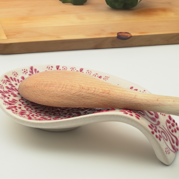 Ceramic spoon rest with unique handmade paint...