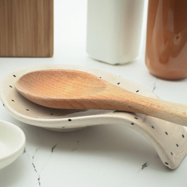 Ceramic spoon rest with unique handmade painting, ...