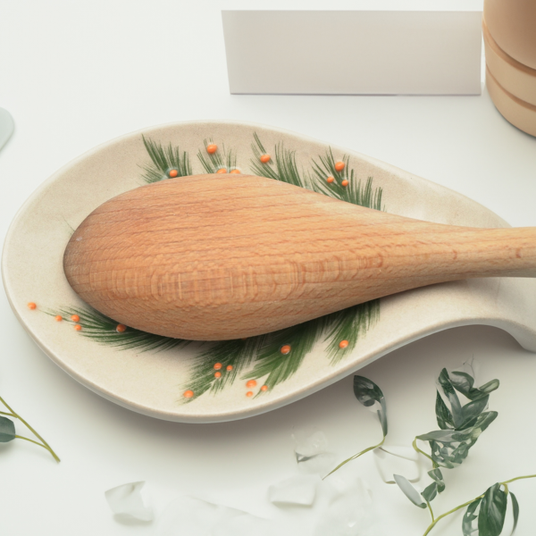 Ceramic spoon rest with unique handmade paint...